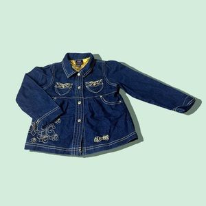 Toddler Girl House Of Dereon Dark Denim Button Front Blazer Jacket Gold Size 4T